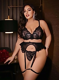 Kadın Büyük beden dantel detaylı fantezi jartiyer takımı 8010