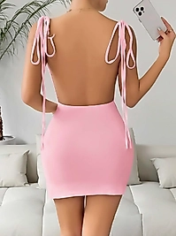 Pembe Fantezi Clup Elbisesi 5034